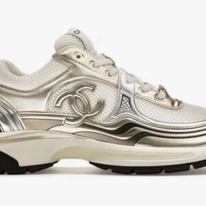 CHANEL Women's Metallic Silver Sneakers